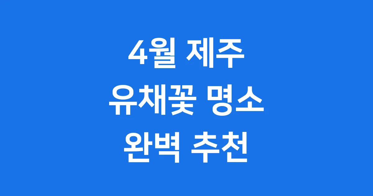 4월 제주 유채꽃 만개 명소 2026