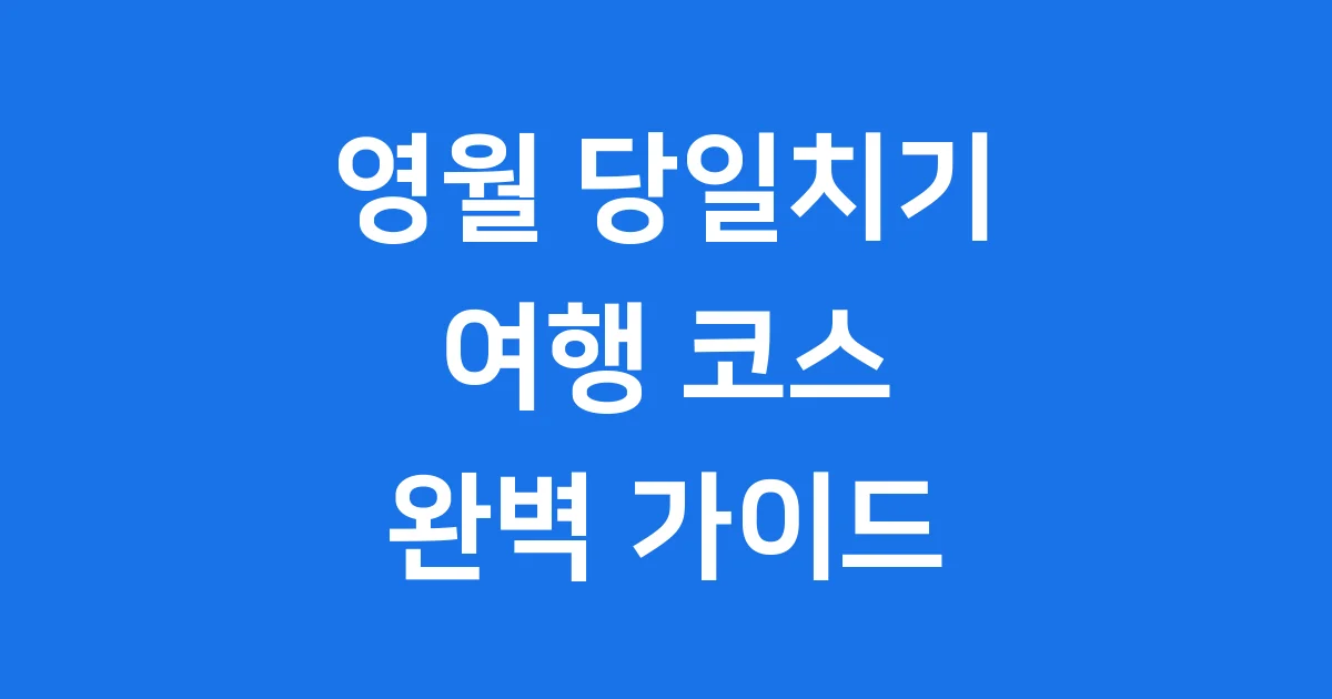 영월 당일치기 여행