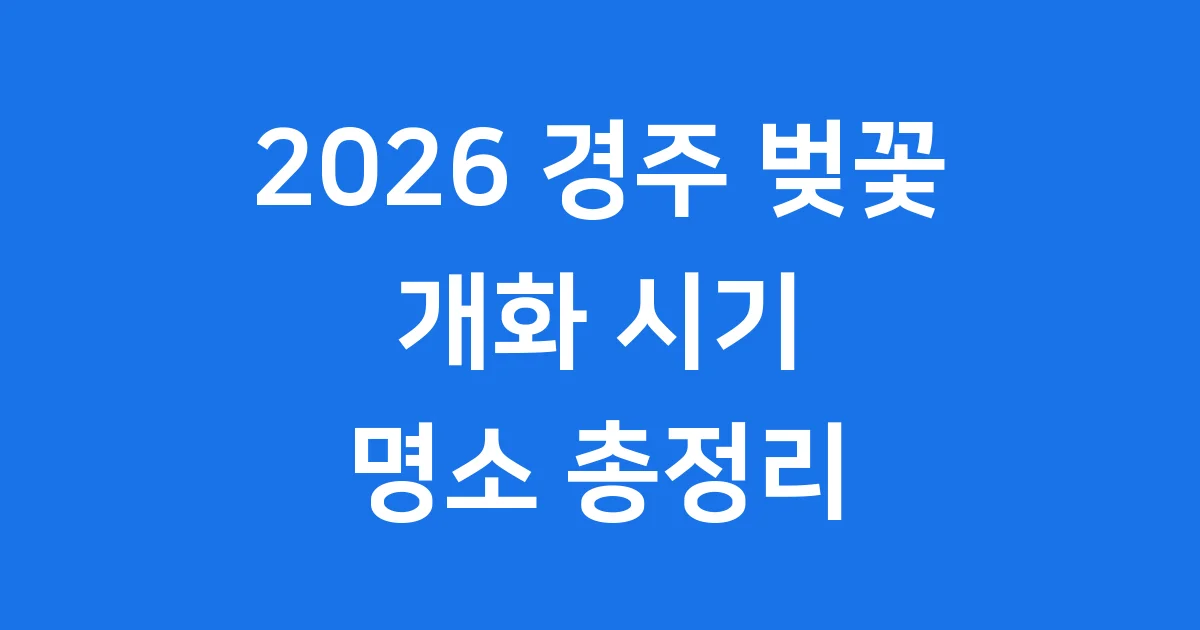 경주 벚꽃 명소 2026 개화