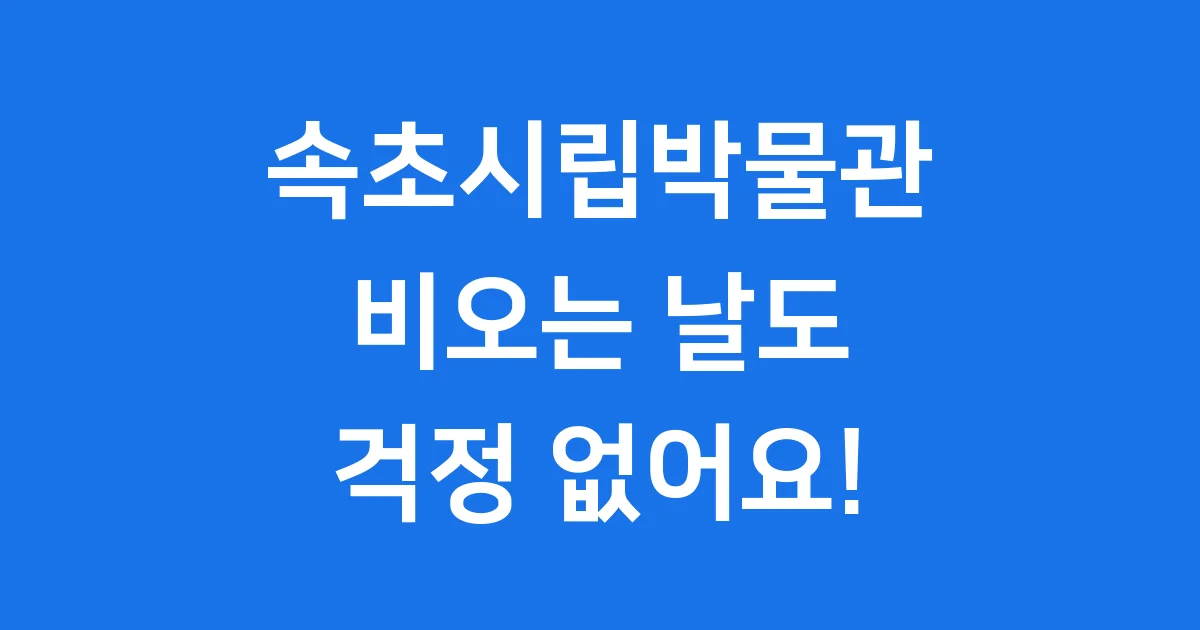 속초 실내 가볼만한곳 속초시립박물관