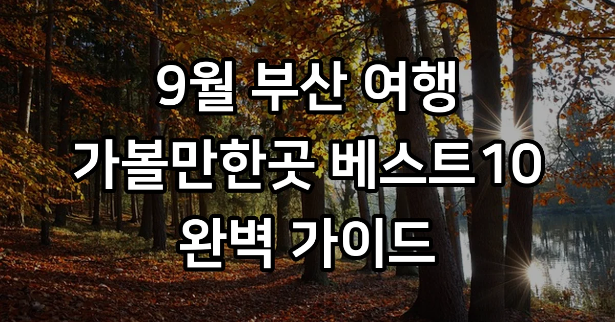 9월 부산가볼만한곳베스트10 여행코스 축제 가이드